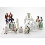 Assorted ceramics including Staffordshire flatback group of Napoleon and Albert