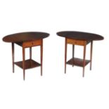 A pair of Edwardian mahogany bedside tables of Pembroke form