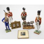 Miscellaneous to include four various modern Continental porcelain models of soldiers