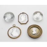 A small collection of sulphide cameo glass cameos