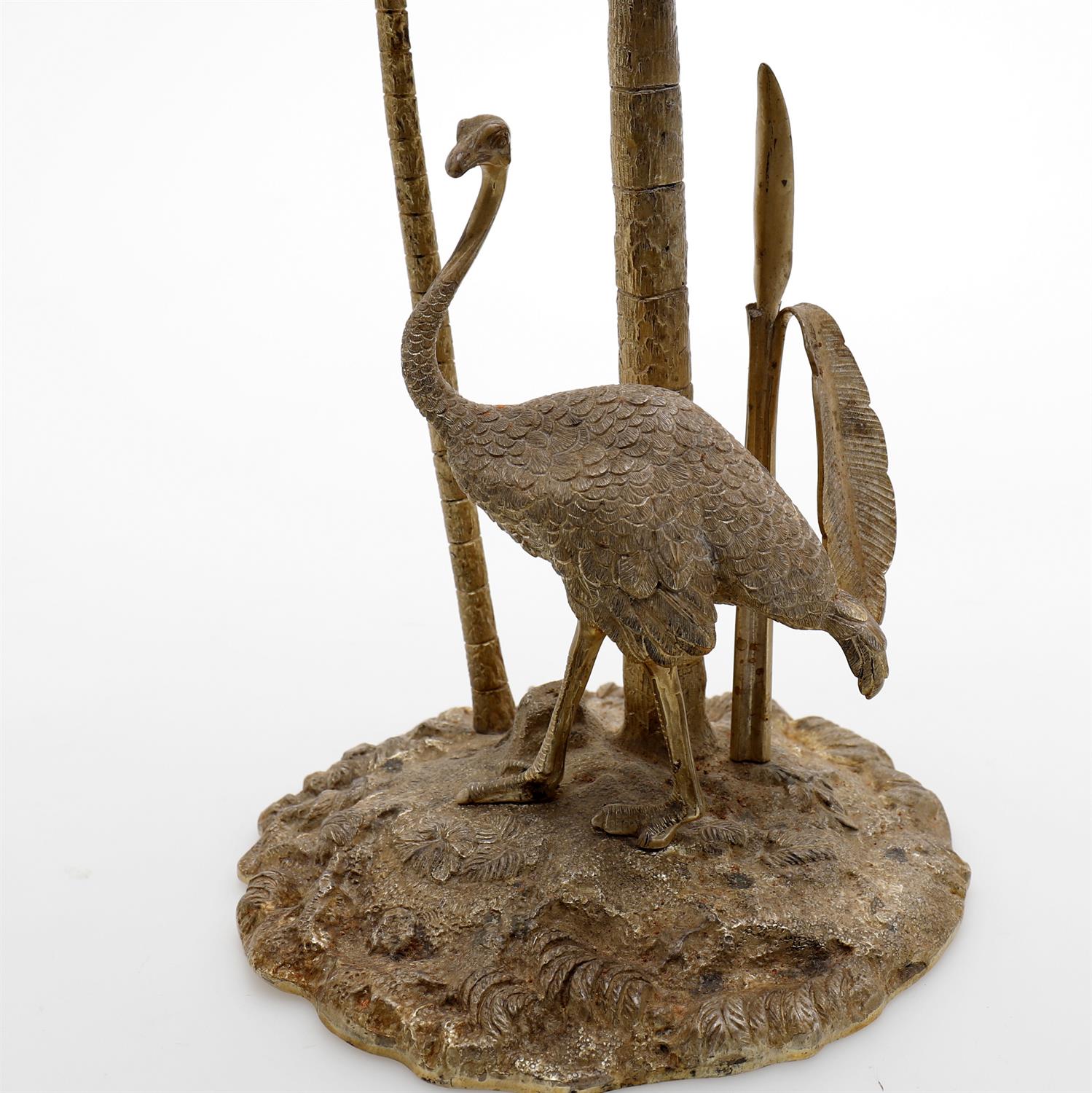 A plated table centrepiece in the form of two entwined palm trees with ostrich below - Image 5 of 6
