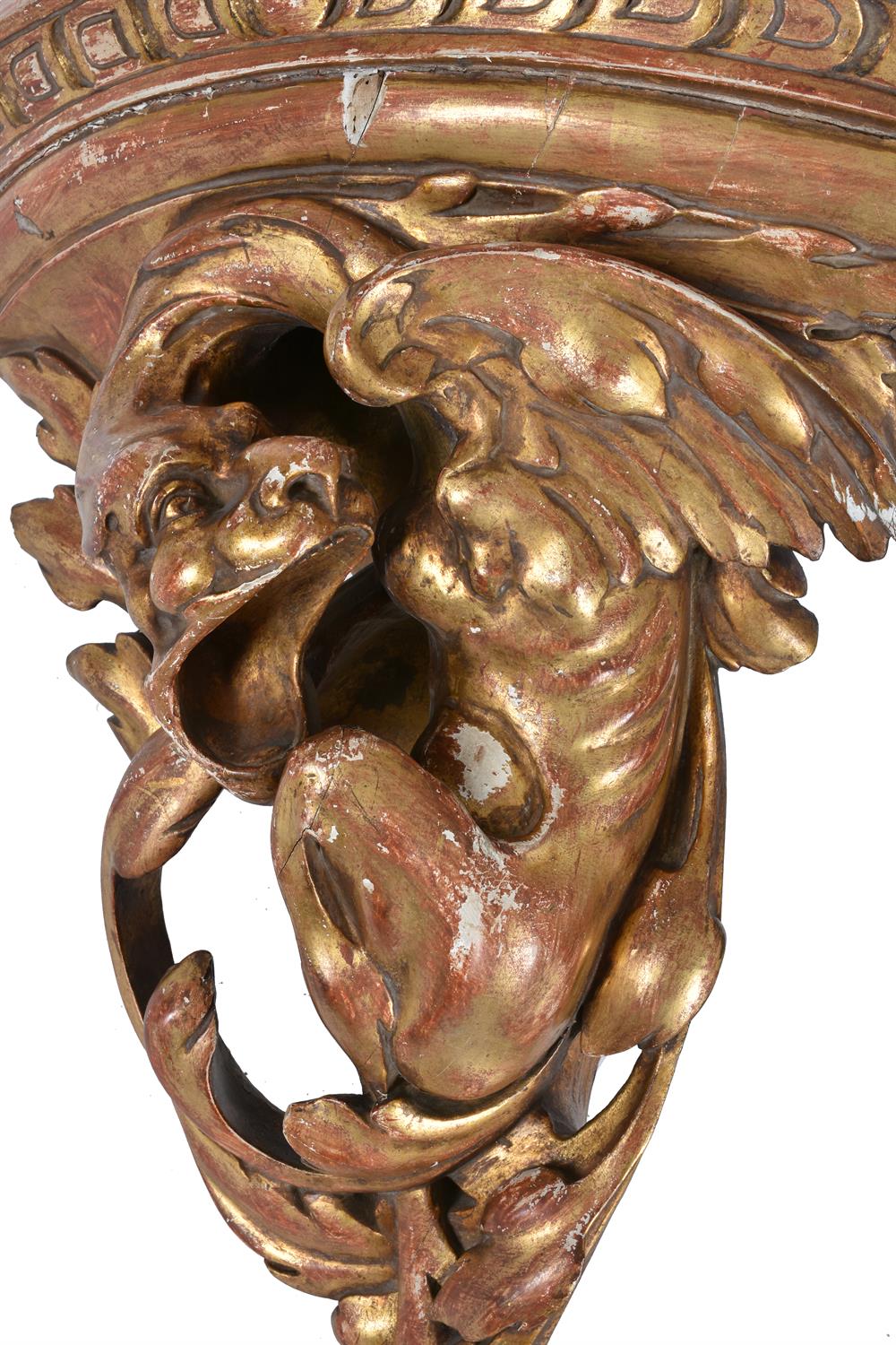 A Gothic Revival carved and giltwood corner bracket - Image 2 of 2