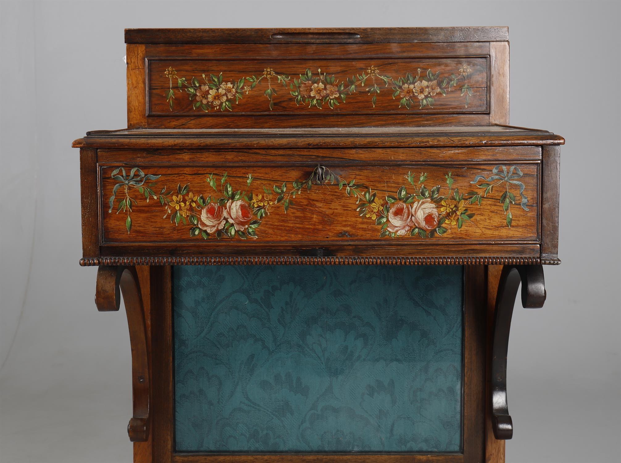 Y A Victorian rosewood and polychrome painted work table - Image 7 of 7