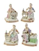 A set of four Meissen figures from a series of the Senses