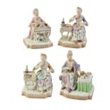 A set of four Meissen figures from a series of the Senses