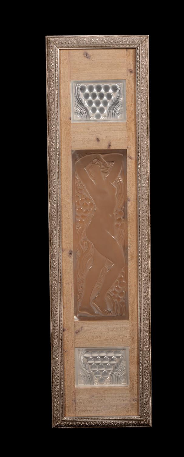 Lalique, Cristal Lalique, a group of three modern frosted glass panels or panneau