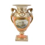 A Grainger's Worcester vase orange-ground and gilt two-handled Empire style vase