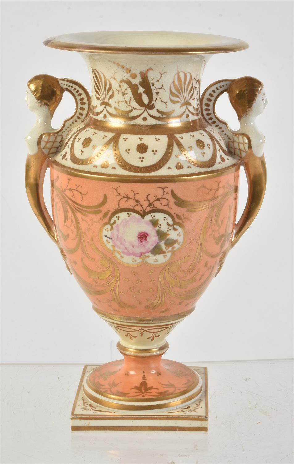 A Grainger's Worcester vase orange-ground and gilt two-handled Empire style vase - Image 2 of 4