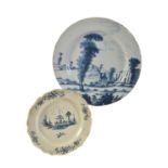 A Bristol delft blue and white charger