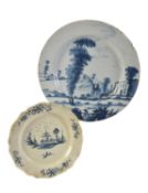 A Bristol delft blue and white charger