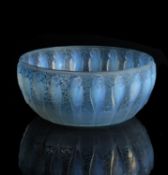 Lalique, René Lalique, Perruches, an opalescent and blue stained glass bowl