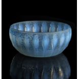 Lalique, René Lalique, Perruches, an opalescent and blue stained glass bowl