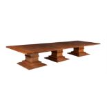 David Linley, a solid English walnut triple pedestal dining table