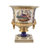 A Chamberlain's Worcester blue and gilt urn-shaped vase ('bell-shape')