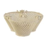 A Belleek porcelain 1st period three-strand 'Shamrock' basket