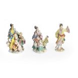 Three Meissen porcelain Chinese figures and groups