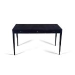 A dark blue lacquered side or writing table