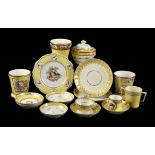 A selection of mostly Worcester yellow-ground porcelain