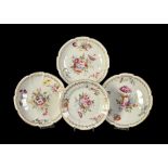 Four various Swansea porcelain 'cruxiform' plates