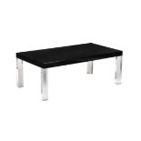 A black lacquered and Perspex rectangular coffee table