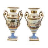 A pair of Grainger, Lee & Co. porcelain blue-ground vases