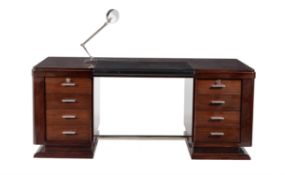 Y An Art Deco rosewood veneered twin pedestal desk