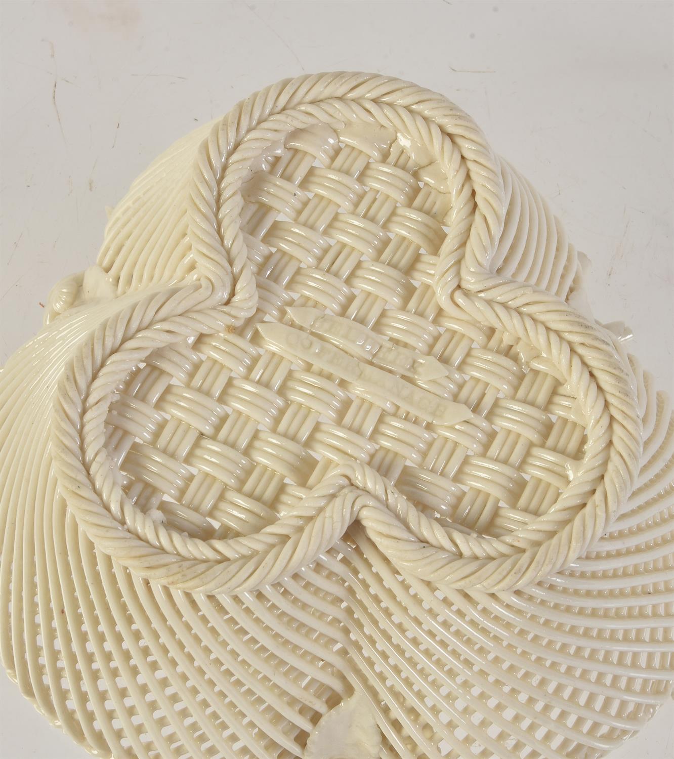 A Belleek porcelain 1st period three-strand 'Shamrock' basket - Image 3 of 3