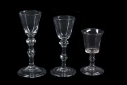 Three various light baluster wine glasses