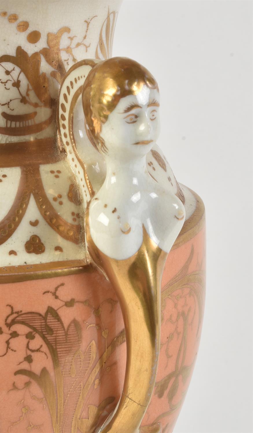 A Grainger's Worcester vase orange-ground and gilt two-handled Empire style vase - Image 3 of 4