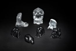 Lalique, Cristal Lalique, a group of seven modern glass figures