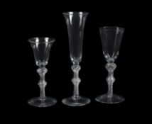 Three various double-knopped airtwist drinking glasses