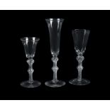 Three various double-knopped airtwist drinking glasses