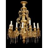 A French gilt bronze fifteen light chandelier in Louis XIV taste