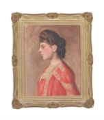 British School (20th century), Portrait of a lady in side profile wearing glasses