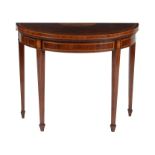 Y A mahogany, tulipwood banded and inlaid card table in George III style