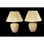 A pair of glazed ceramic table lamps
