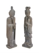 A pair of Chinese stone composition garden figures