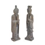 A pair of Chinese stone composition garden figures