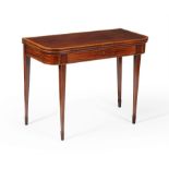 A George III mahogany and satinwood banded tea table