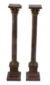 A pair of sample marble and gilt metal mounted columnar pedestals