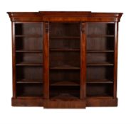 A mahogany breakfront open bookcase