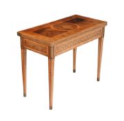 Y A Russian tulipwood and marquetry inlaid folding card table