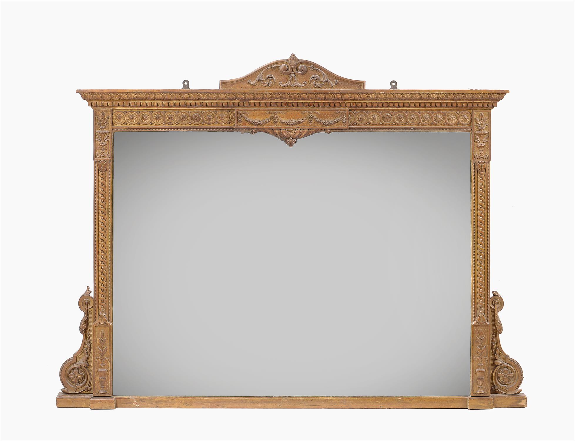 A Victorian giltwood and composition overmantel wall mirrror