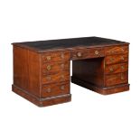 A Victorian mahogany pedestal desk