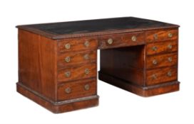 A Victorian mahogany pedestal desk