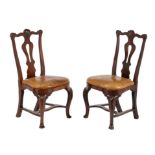 A pair of Continental walnut side chairs