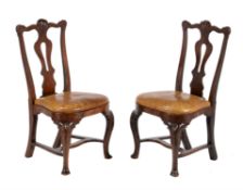 A pair of Continental walnut side chairs