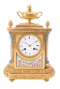 WITHDRAWN LOT - A French Sevres style porcelain and gilt metal mantel clock