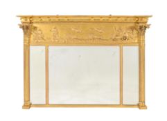 A Victorian giltwood and composition overmantel wall mirror