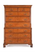 A George III pollard oak chest on chest